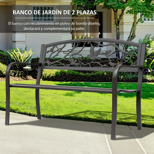 brown garden bench with animal backrest, elegant and comfortable design - vue 5 sur 6
