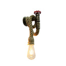 Vintage industrial wall light in iron and hemp rope for loft