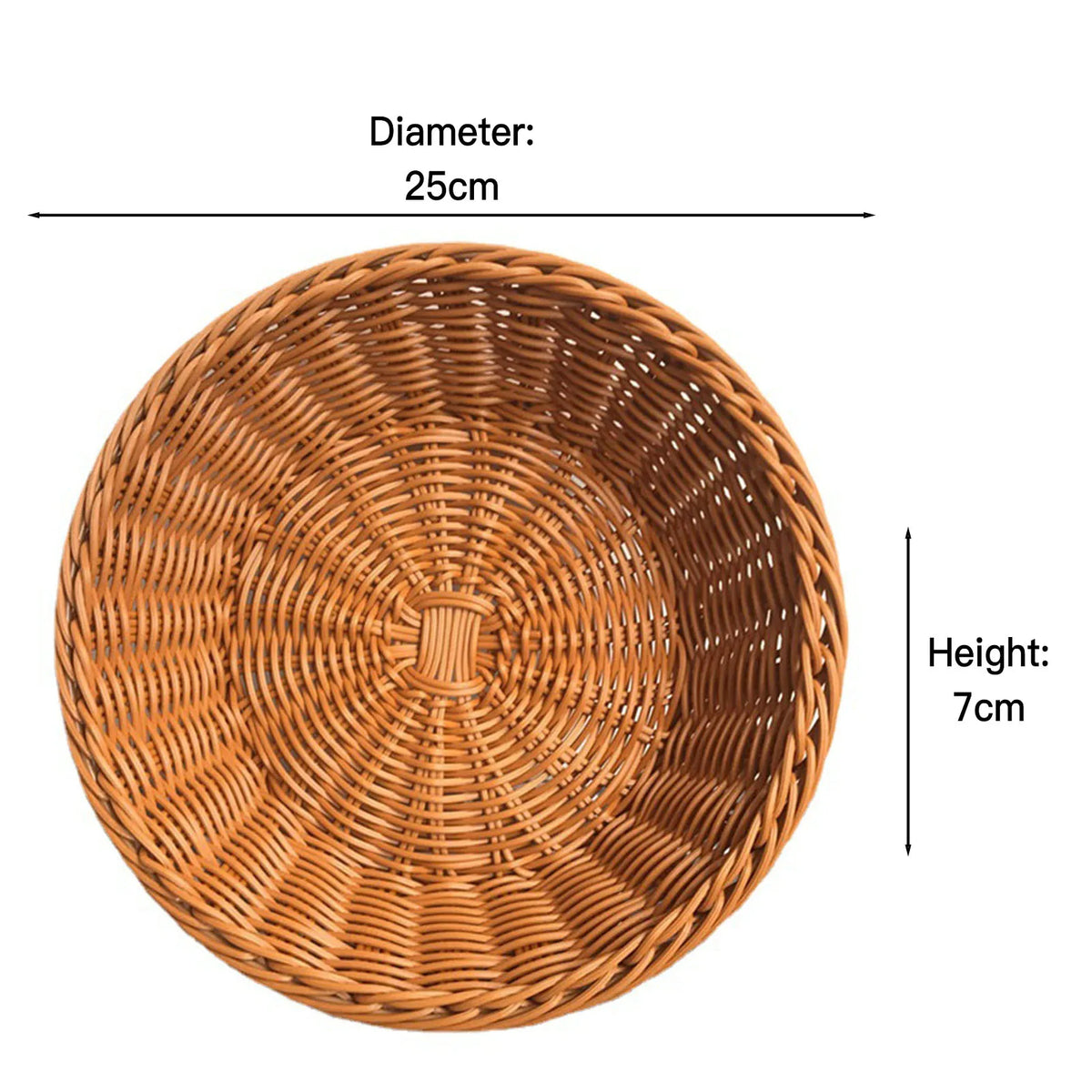 handwoven round rattan fruit basket for food storage - vue 12 sur 17