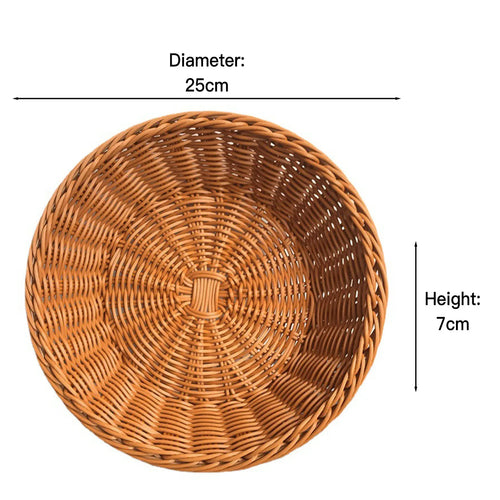 handwoven round rattan fruit basket for food storage - vue 13 sur 17