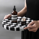 Nordic style marble tray with chessboard pattern luxury home decor