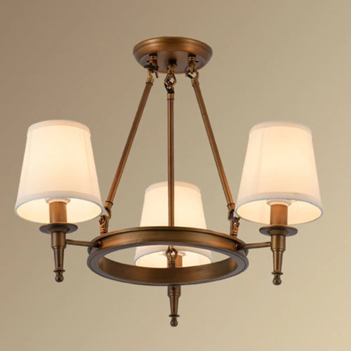 Retro iron pendant light with fabric lampshade - vue 10 sur 14