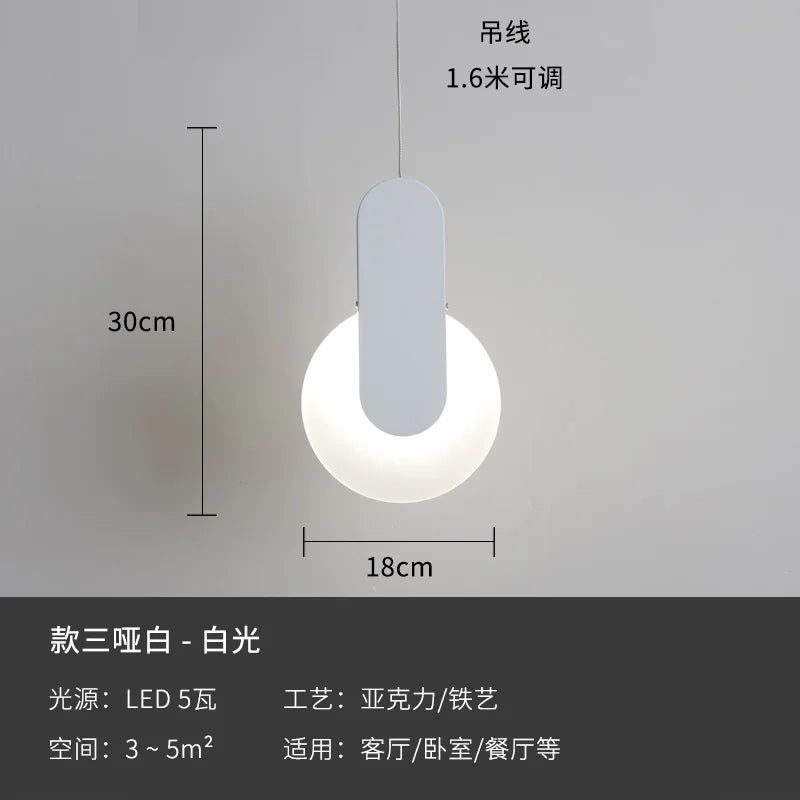 Modern geometric LED acrylic moon pendant light - vue 9 sur 24
