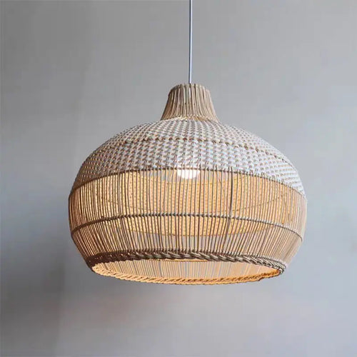 Hand-woven Japanese wicker pendant light for interior decoration - vue 2 sur 15