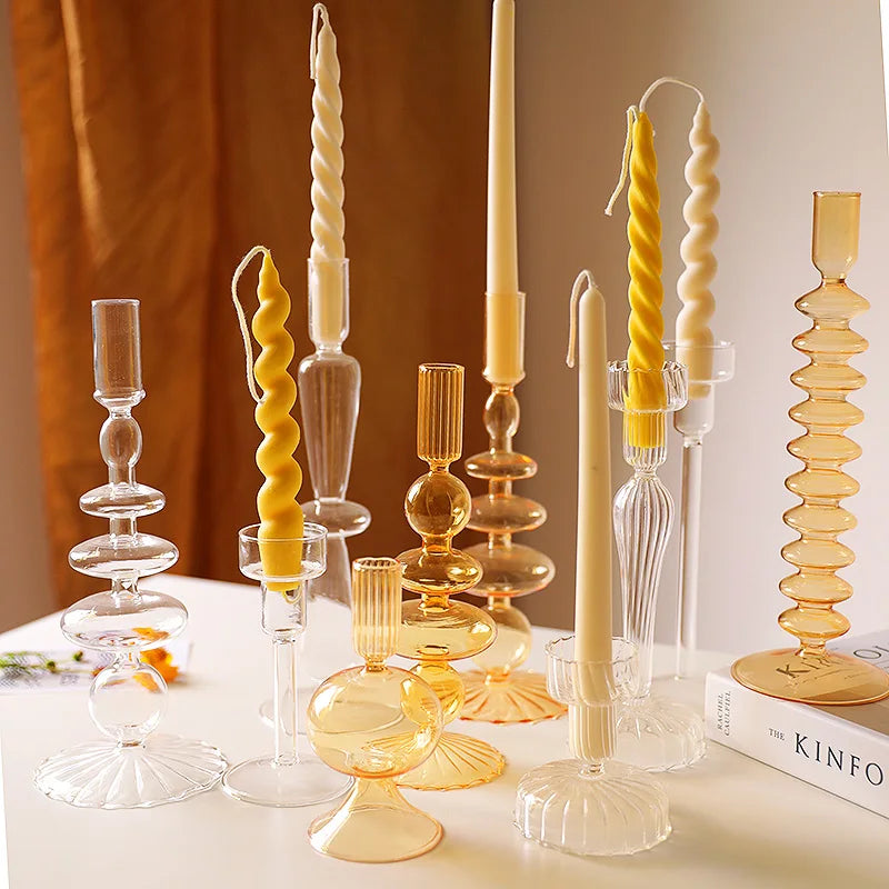 Vintage glass candle holder for weddings and romantic dinners