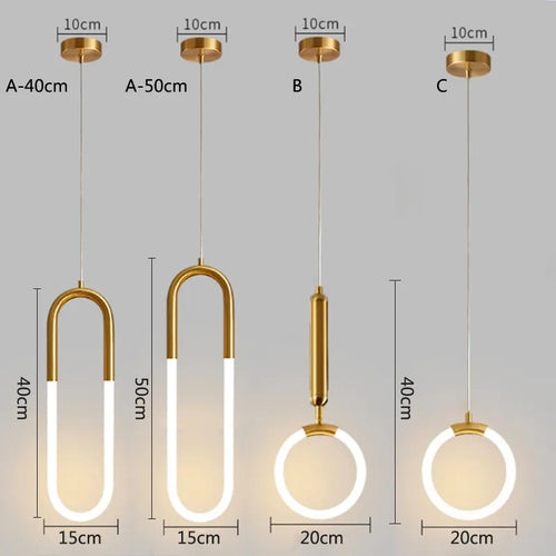 Gold ring LED pendant light - vue 7 sur 16