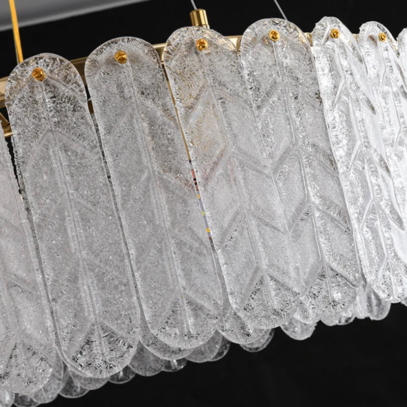 Modern Nordic glass LED chandelier with crystal pendant - vue 5 sur 8