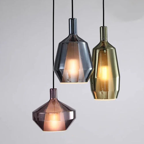 Nordic LED pendant light with glass lampshade - vue 2 sur 11