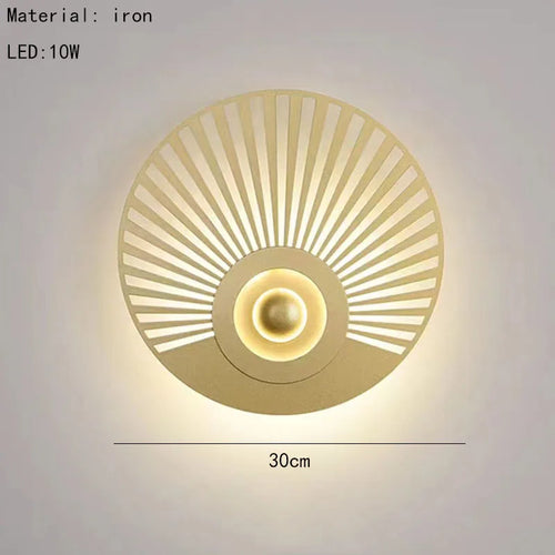 Round art deco LED wall light for a warm atmosphere - vue 9 sur 12