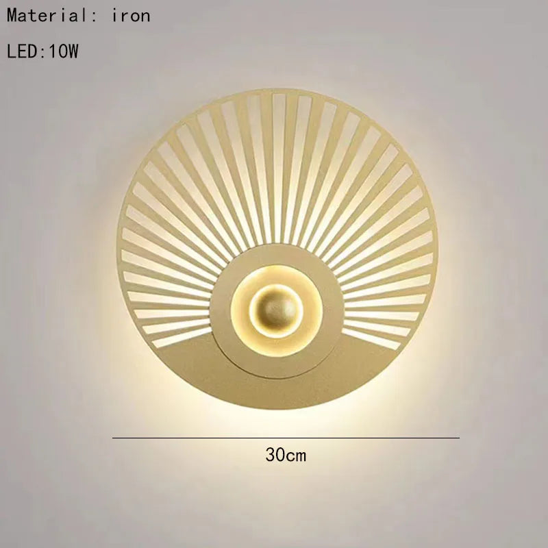 Round art deco LED wall light for a warm atmosphere - vue 8 sur 12