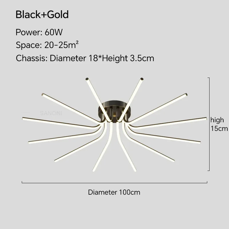 Modern LED ceiling light with remote control for interior decoration - vue 9 sur 12