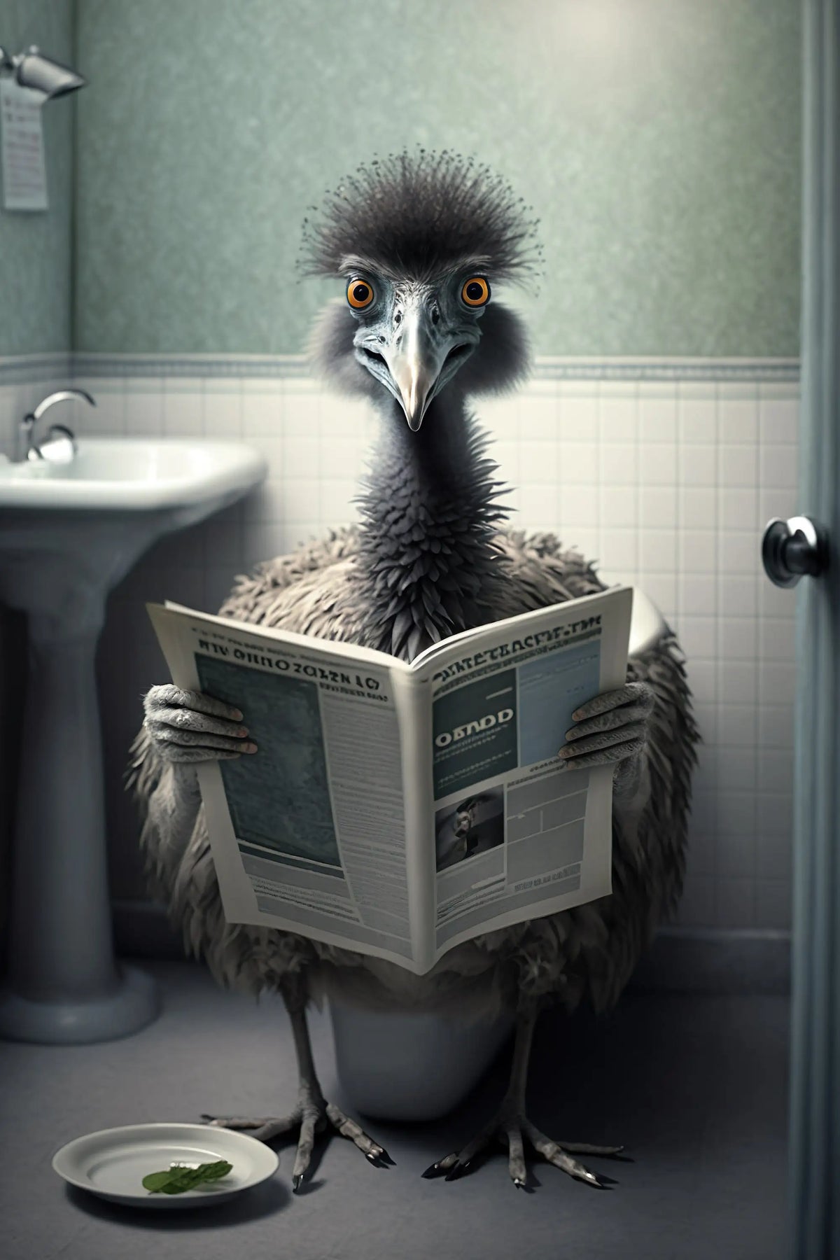 Humorous animal bathroom wall art