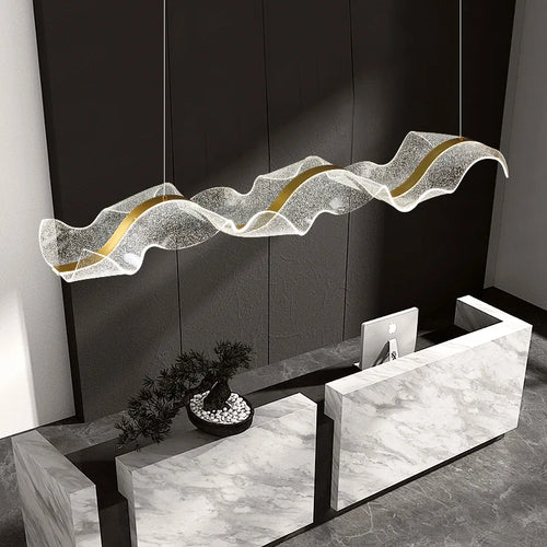 Modern design LED chandelier for interior adjustable in transparent acrylic - vue 4 sur 8