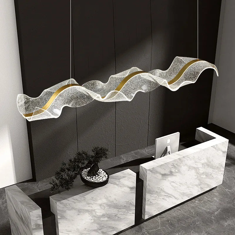 Modern design LED chandelier for interior adjustable in transparent acrylic - vue 3 sur 8