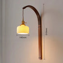 Japanese wooden wall light with retro ceramic lampshade