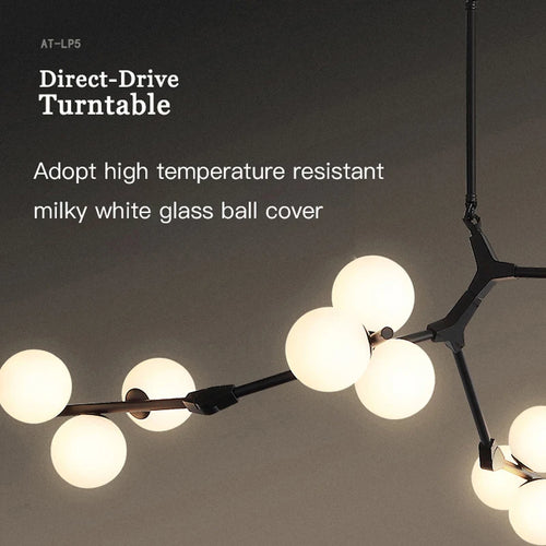 Modern Nordic LED chandelier with glass balls - vue 10 sur 12
