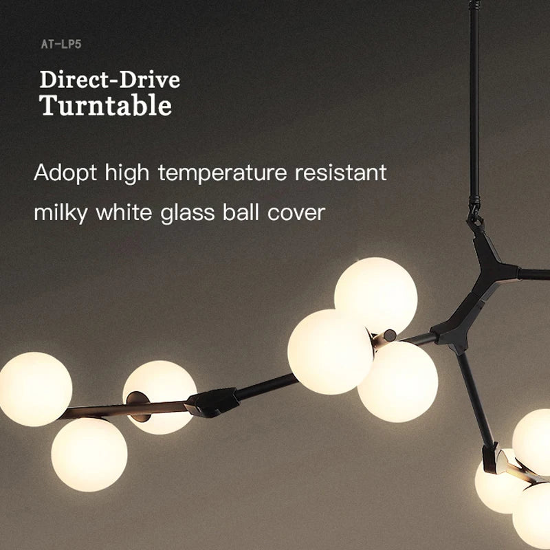 Modern Nordic LED chandelier with glass balls - vue 10 sur 12
