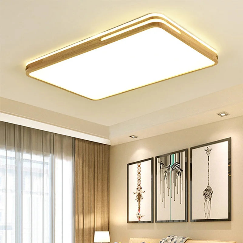 Modern minimalist wooden LED ceiling light decorative fixture