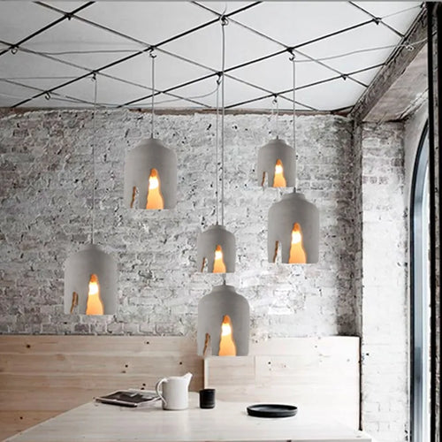 Retro loft style LED cement pendant light for restaurant and bar - vue 5 sur 8