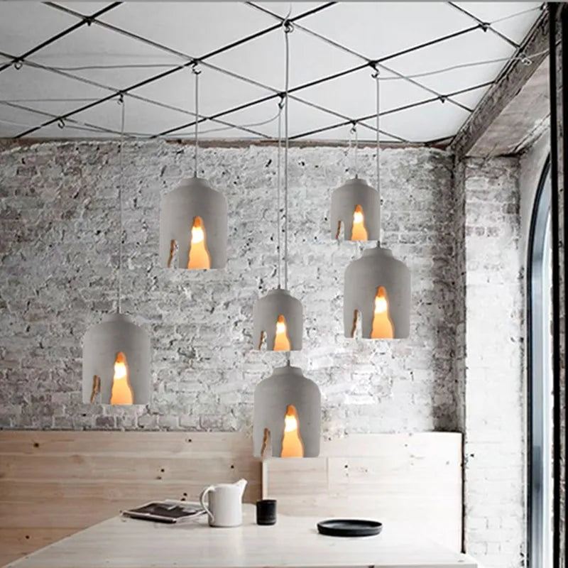 Retro loft style LED cement pendant light for restaurant and bar - vue 4 sur 8