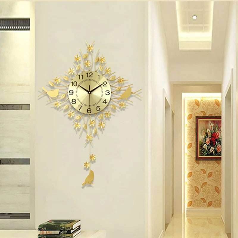 unique metal european design pendulum wall clock - vue 5 sur 19