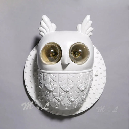 Creative resin owl wall light with LED - vue 3 sur 8