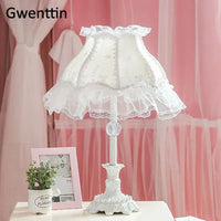 Decorative princess style fabric LED table lamps