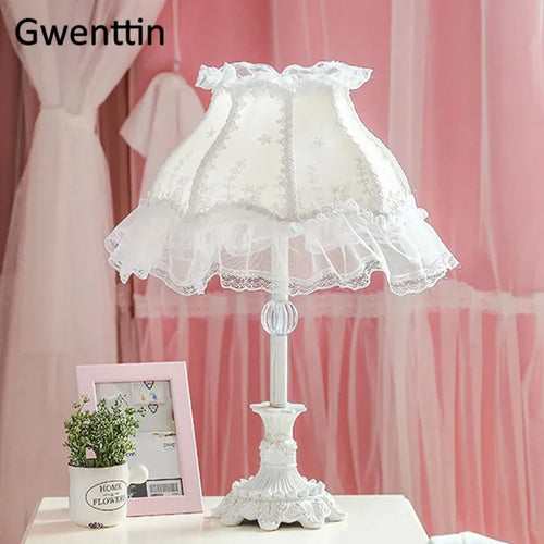 Decorative princess style fabric LED table lamps