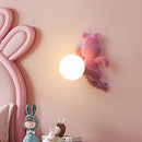 Resin and glass bear wall light for children