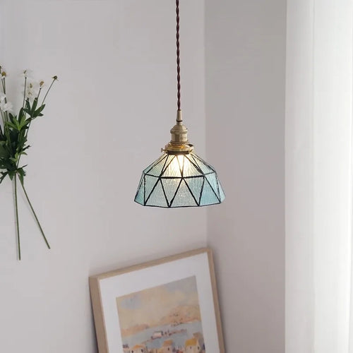Nordic vintage brass and glass pendant light - vue 2 sur 9