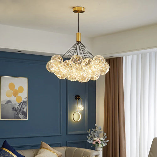 Modern LED pendant light in adjustable glass gypsophila - vue 2 sur 11