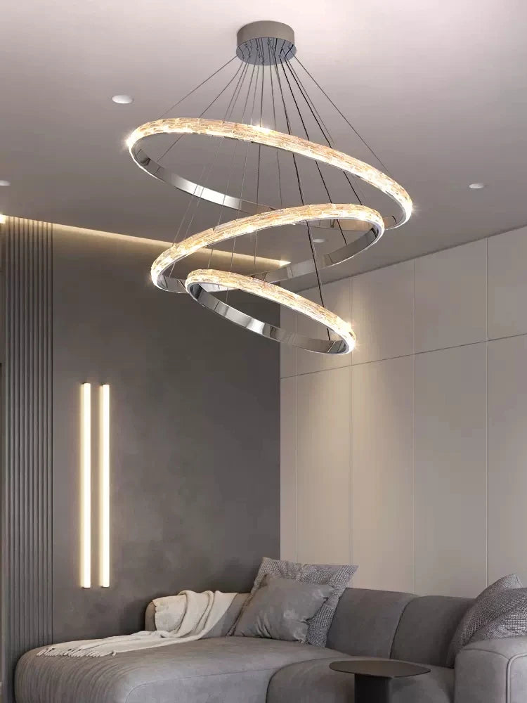 Luxurious modern stainless steel crystal pendant light - vue 4 sur 12
