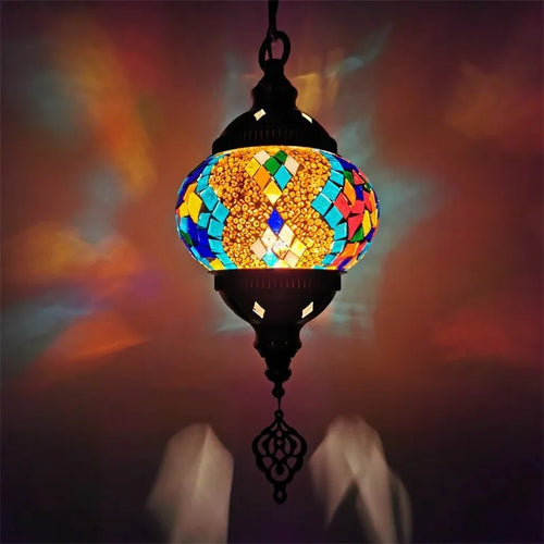Mediterranean style stained glass pendant light romantic bohemian lighting - vue 11 sur 16