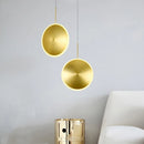 Round metal art deco LED pendant lamp with adjustable cord