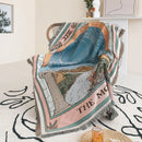 Bohemian landscape motif multi-purpose knitted throw