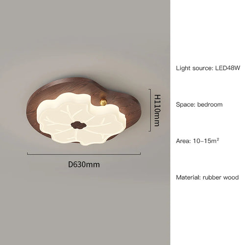 Modern chandelier with creative tree leaf design and wood effect - vue 11 sur 14