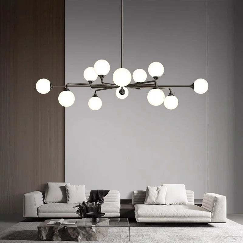 Modern glass pendant chandelier for home decor - vue 5 sur 8