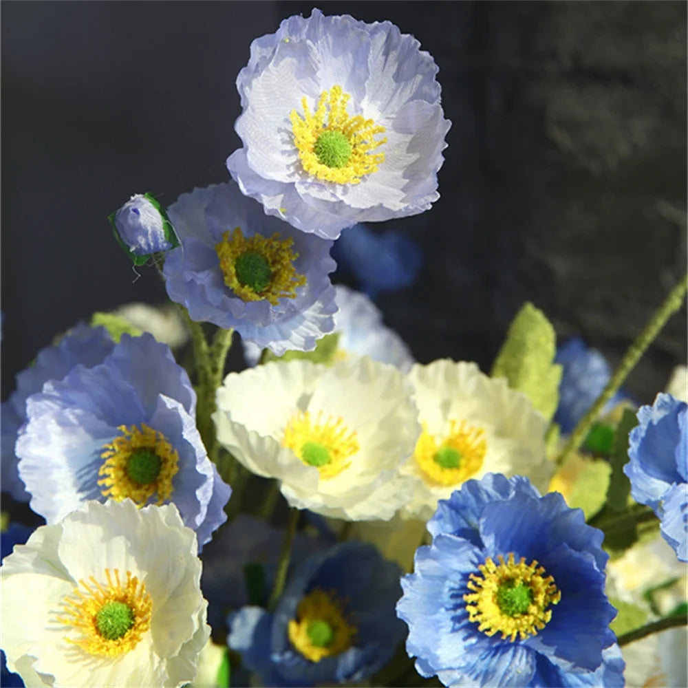 Artificial silk poppy flowers for decorations and bouquets