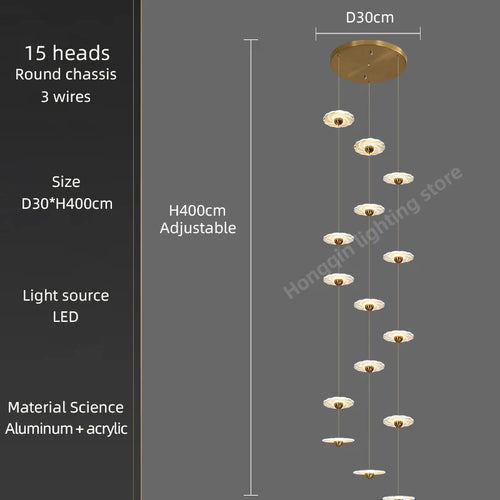 Modern LED chandelier for elegant indoor lighting - vue 10 sur 26
