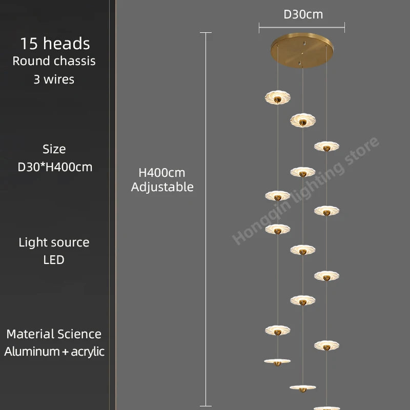 Modern LED chandelier for elegant indoor lighting - vue 9 sur 26