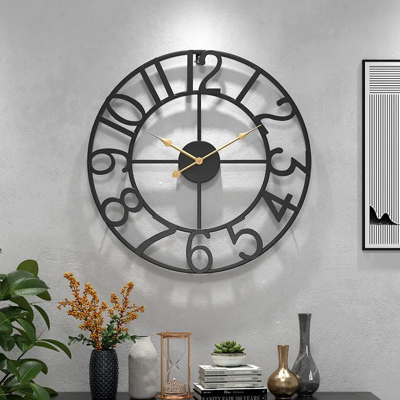Nordic creative decorative design wrought iron silent wall clock