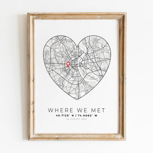 Personalised city map for Valentine's Day gift