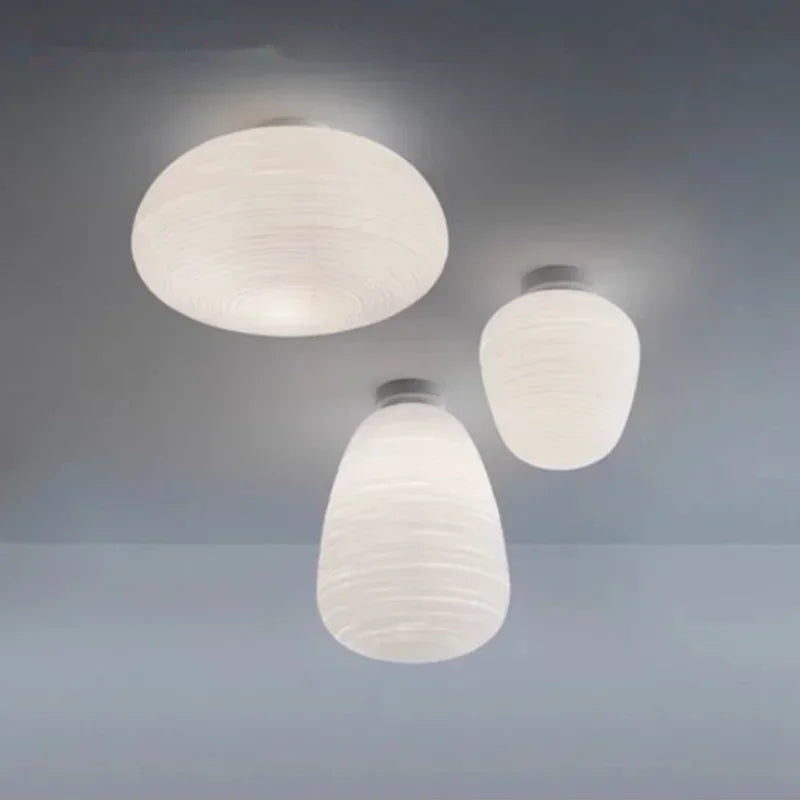 Modern Japanese style glass LED pendant light for elegant interiors - vue 4 sur 14