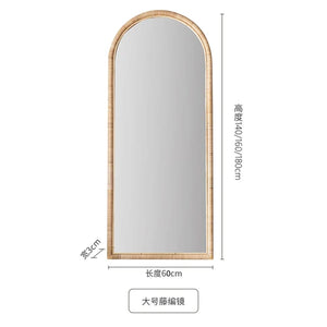 Full length mirror, floor mirror, girls' makeup, dressing room, dressing room, rattan net, Nordic fitting mirror, ins