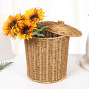hand-woven laundry basket with lid and convenient opening