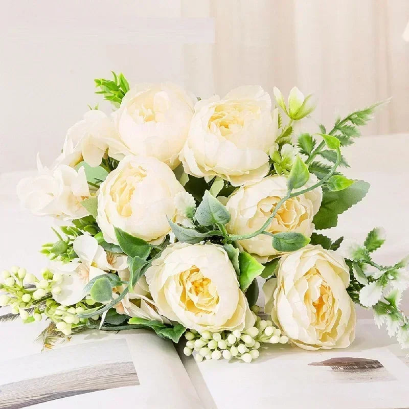 Artificial peony bouquet for interior decoration