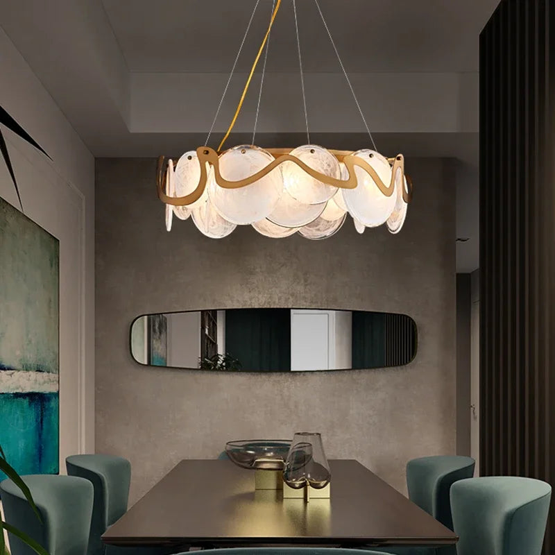 Nordic cloud mist glass chandelier with LED bulb - vue 5 sur 10