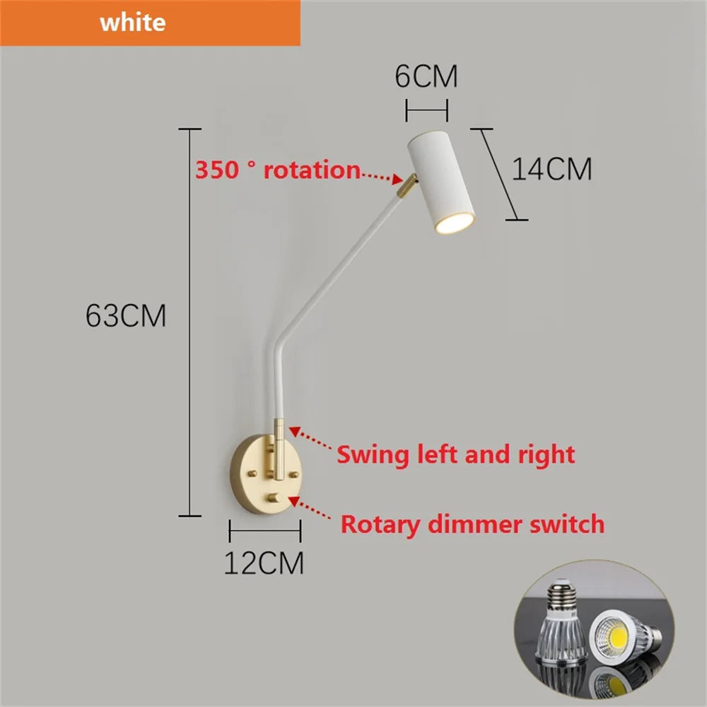 Modern nordic adjustable swivel iron wall light