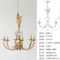 Vintage retro 6-arm iron chandelier for nostalgic lighting