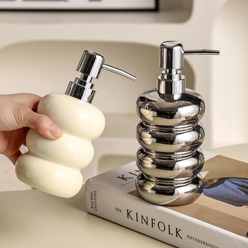 Nordic style ceramic soap dispenser donut shape